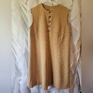 Beautiful 70's Vintage Creamy Yellow Polka Dot Dress, Handmade